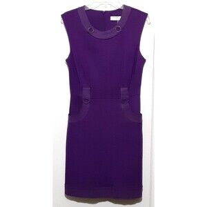 Trina Turk Womens Dress Size 8  Sleeveless Purple Pockets Zip Casual Work